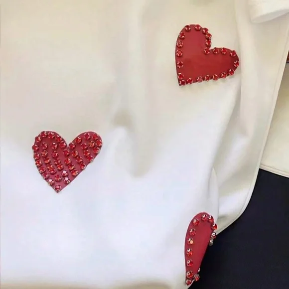 Rhinestone Embellished Red Heart T-shirt | Short Sleeve | XL | NWT - Picture 3 of 9